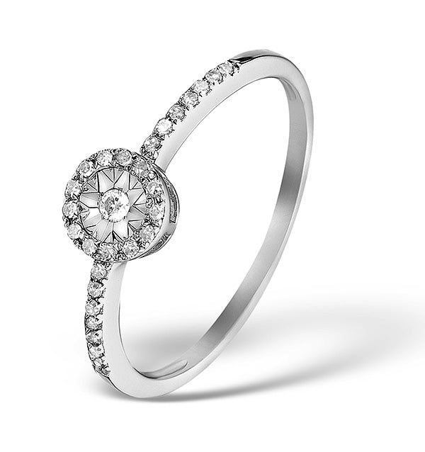 Halo Ring with 0.11ct of Diamonds set in 9K White Gold